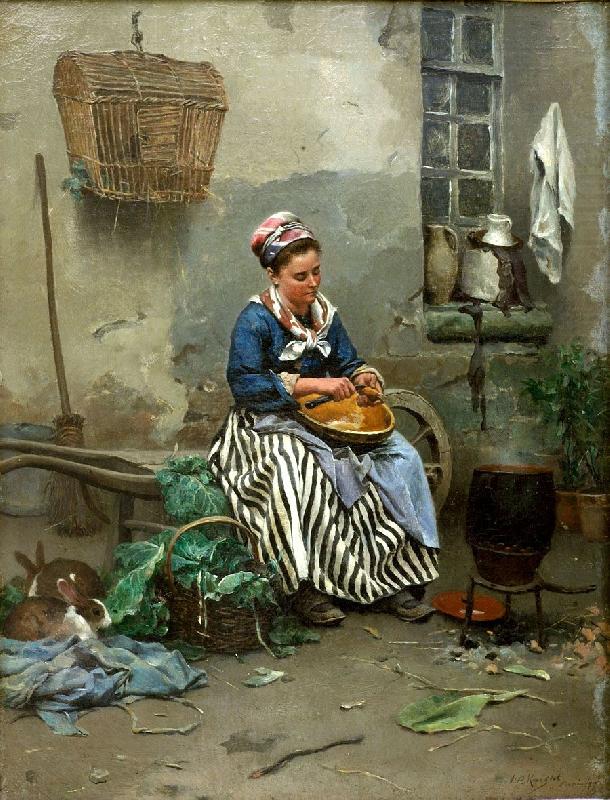 Daniel Ridgeway Knight prepaing the meal china oil painting image